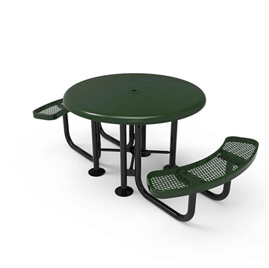 46" RHINO 2-Seat Solid Top Round Thermoplastic Picnic Table - Expanded Metal