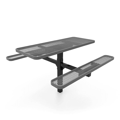 6 Ft. RHINO Rectangular Thermoplastic Steel Pedestal Picnic Table - Inground Expanded Metal