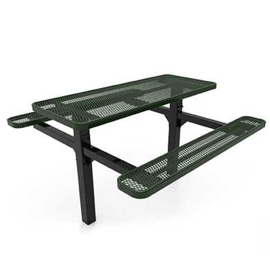 8 Ft. RHINO Rectangular Thermoplastic Steel Double Pedestal Picnic Table - Inground Mount Expanded Metal