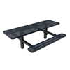 8 ft. RHINO ADA Double End Rectangular Thermoplastic Steel Double Pedestal Picnic Table - Inground Mount Perforated Metal