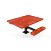 46" X 54” ADA RHINO 2-Seat Square Thermoplastic Pedestal Picnic Table - Surface Mount - Perforated Metal