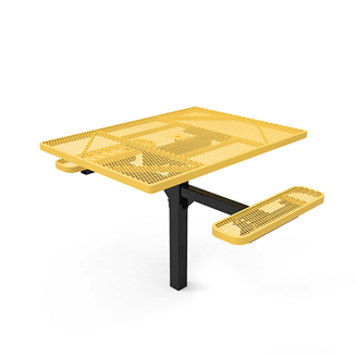 46" X 54” ADA RHINO 2-Seat Square Thermoplastic Pedestal Picnic Table - Inground Mount - Expanded Metal