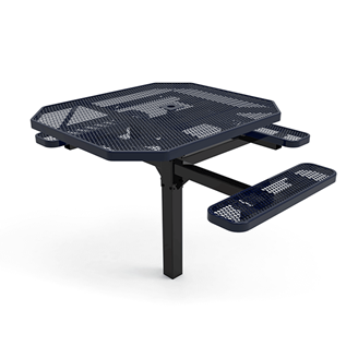 46" x 54” ADA RHINO 3-Seat Octagon Thermoplastic Pedestal Picnic Table - Inground Mount - Expanded Metal