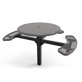 46" X 54” RHINO Solid Top 3-Seat Round Thermoplastic Pedestal Picnic Table - Inground Mount - Expanded Metal
