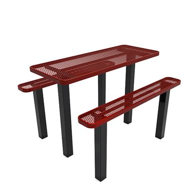 6 ft. RHINO Rectangular Thermoplastic Steel Independent Pedestal Picnic Table -  Inground Mount - Expanded Metal