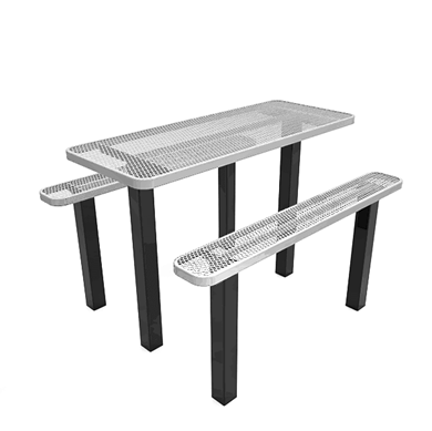 8 ft. RHINO Rectangular Thermoplastic Steel Independent Pedestal Picnic Table - Inground Mount - Expanded Metal