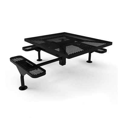 46” x 54” RHINO Nexus 3-Seat Square Thermoplastic Steel Picnic Table - Surface Mount - Expanded Metal