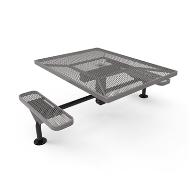 46” X 62” RHINO Nexus 2-Seat Square Thermoplastic Steel Picnic Table - Surface Mount - Expanded Metal