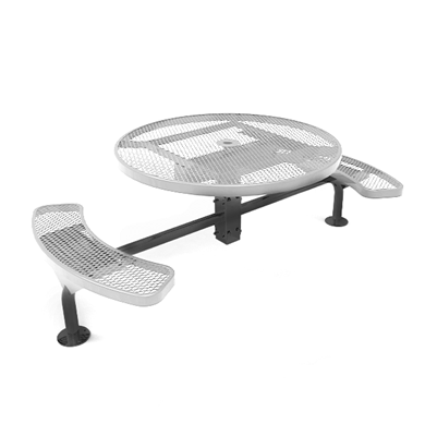 46” RHINO Nexus 2-Seat Round Thermoplastic Steel Picnic Table - Surface Mount - Expanded Metal