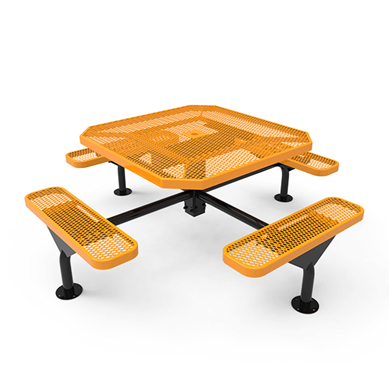 46” RHINO Nexus Octagon Thermoplastic Steel Picnic Table - Surface Mount - Expanded Metal