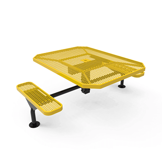 46" x 62” ELITE Nexus 2-Seat Octagon Thermoplastic Steel Picnic Table - Surface Mount - Expanded Metal