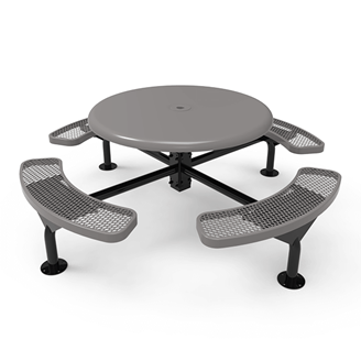 46” RHINO Nexus Round Solid Top Thermoplastic Steel Picnic Table - Surface Mount - Expanded Metal
