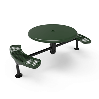 46” RHINO Nexus 2-Seat Round Solid Top Thermoplastic Steel Picnic Table - Surface Mount - Expanded Metal