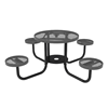 36" RHINO Round Thermoplastic Steel Picnic Table with Four 16” Round Seats - Expanded Metal