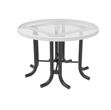 46" RHINO Round Thermoplastic Steel Patio Table with No Seats - Expanded Metal