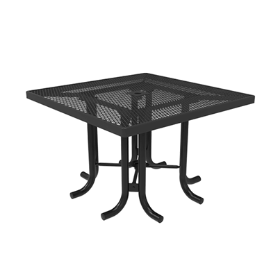 46" RHINO Square Thermoplastic Steel Patio Table with No Seats - Expanded Metal