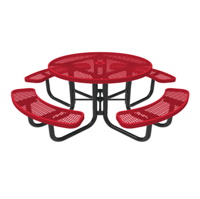 46" ELITE Kid's Height Elementary School Round Thermoplastic Steel Picnic Table - Expanded Metal