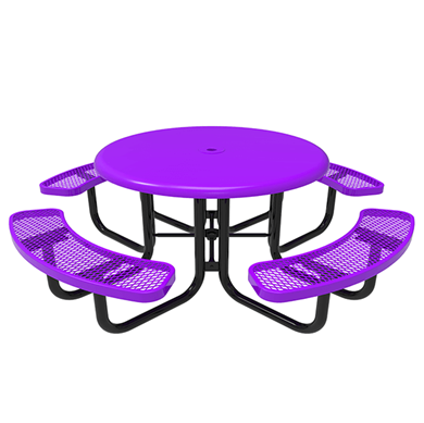 46" ELITE Child's Elementary School Round Solid Top Thermoplastic Steel Picnic Table - Expanded Metal