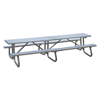12 ft. Rectangular Aluminum Picnic Table with Welded 2 3/8" Galvanized Steel Frame, 283 lbs.