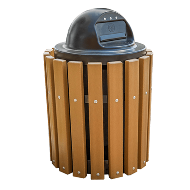 32 Gal. Slatted In-Ground Mount Recycled Plastic Trash Receptacle