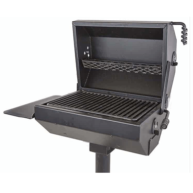 320 Square Inch Covered Barbecue Grill With Shelf, In-Ground Mount