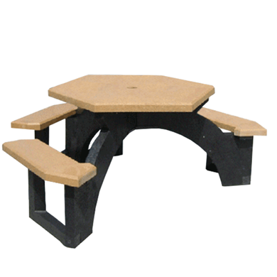 41” Solid Top ADA Hexagonal Recycled Plastic Picnic Table