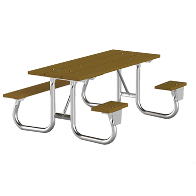 6 Ft. ADA Side Rectangle Recycled Plastic Picnic Table With Welded 2 3/8" Frame