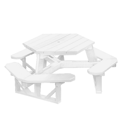 Hexagonal Bright White Recycled Plastic Picnic Table