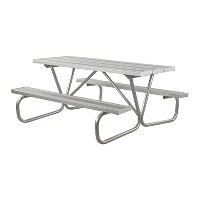 6 ft. Rectangular Aluminum Picnic Table with Bolted 1 5/8" Galvanized Steel Frame, 108 lbs.