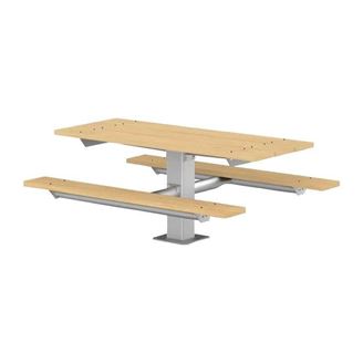 6 Ft. Surface Pedestal Post Rectangle Wooden Picnic Table