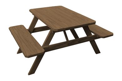 4 Ft. Traditional Wooden Picnic Table With Yellow Pine, Western Cedar, Or Pressure Treat Pine