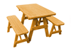 5 ft. Traditional Wooden Picnic Table with Detached Benches in Yellow Pine, Western Cedar, or Pressure Treated Pine