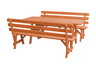 8 Ft. Traditional Detached Backed Benches Wooden Picnic Table In Southern Yellow Pine Or Western Red Cedar Lumber