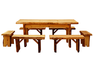 6 Ft. Autumnwood Picnic Table With Four 3 Ft. And Two 2 Ft. Wildwood Detached Benches Set