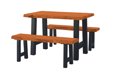4 ft. Ridgemont Picnic Table with Two 4 ft. Detached Benches Set