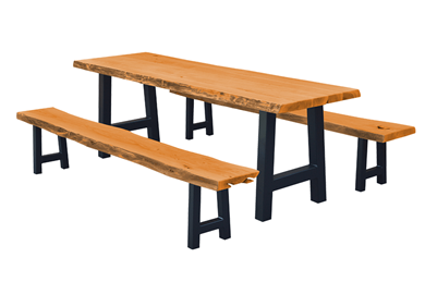 8 ft. Ridgemont Picnic Table with Two 8 ft. Detached Benches Set