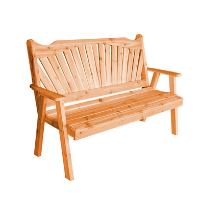 4 ft. Fanback Garden Wooden Bench in Knotfree Yellow Pine or Western Red Cedar