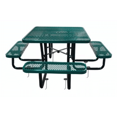 T46SQIG - 46” Square Thermoplastic Expanded Steel Picnic Table with Black Inground Galvanized Steel Frame