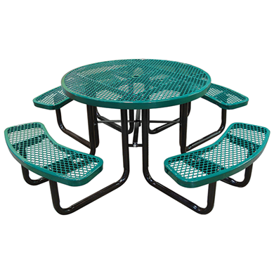 T46ROP - 46” Round Thermoplastic Expanded Steel Picnic Table with with Black Portable Galvanized Steel Frame