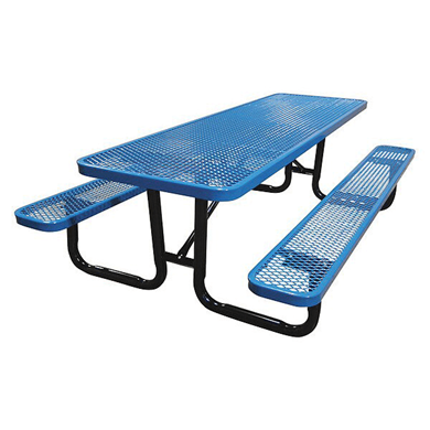 T8XPP - 8 FT. Rectangle Thermoplastic Expanded Steel Picnic Table With Black Portable Galvanized Steel Frame
