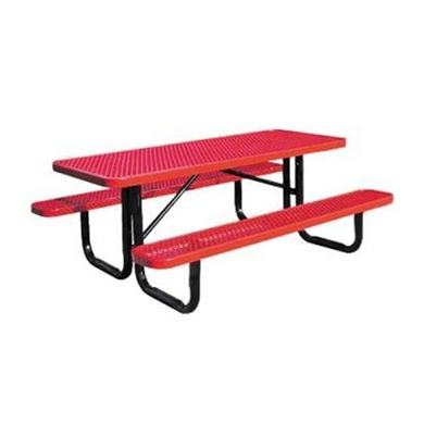 T4XPP - 4 FT. Rectangle Thermoplastic Expanded Steel Picnic Table With Black Portable Galvanized Steel Frame