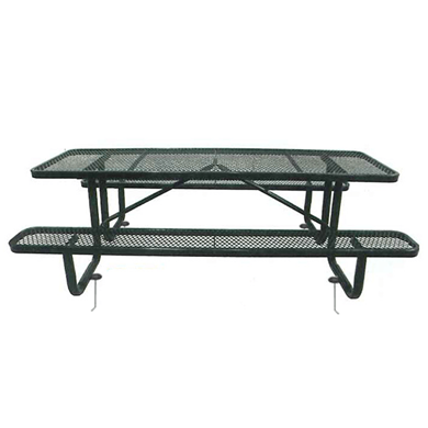 T4XPIG - 4 FT. Rectangle Thermoplastic Expanded Steel Picnic Table With Black Inground Galvanized Steel Frame
