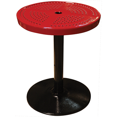 24TAB30 - 24" Round Perforated Metal Dining Height Pedestal Table With Cast-Iron Base