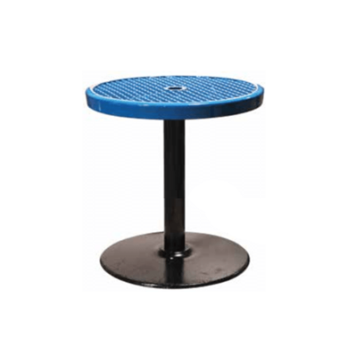 24TABX30 - 24" Round Expanded Metal Dining Height Pedestal Table With Cast-Iron Base