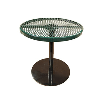 36TABX30 - 36" Round Expanded Metal Dining Height Pedestal Table With Cast-Iron Base
