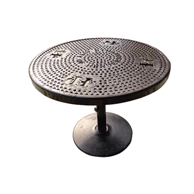 P36TAB30 - 36” Personalized Perforated Steel Dining Pedestal Table