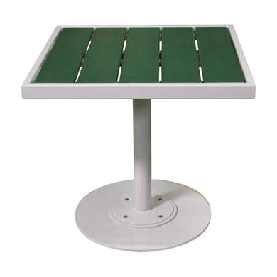 PLT3230 - 32" Square Plastic Slat Top Dining Pedestal Table With Tubular Steel Base