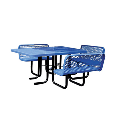S46WCP-ADA - 46” ADA 3 Seat Square Thermoplastic Expanded Steel Picnic Table With Backed Benches Black Portable Galvanized Steel Frame