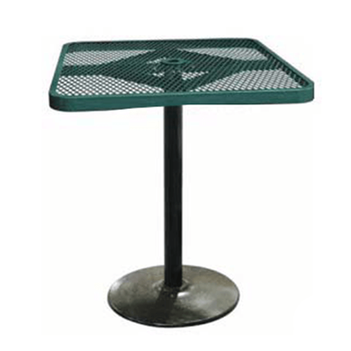 SQ36TABX40 - 36" Square Expanded Metal Counter Height Pedestal Table With Cast-Iron Base
