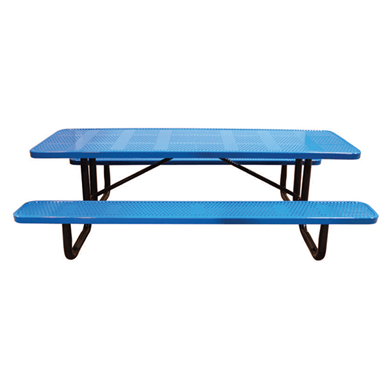 T8XPP-PERF - 8 FT. Rectangle Thermoplastic Perforated Steel Picnic Table With Black Portable Galvanized Steel Frame
